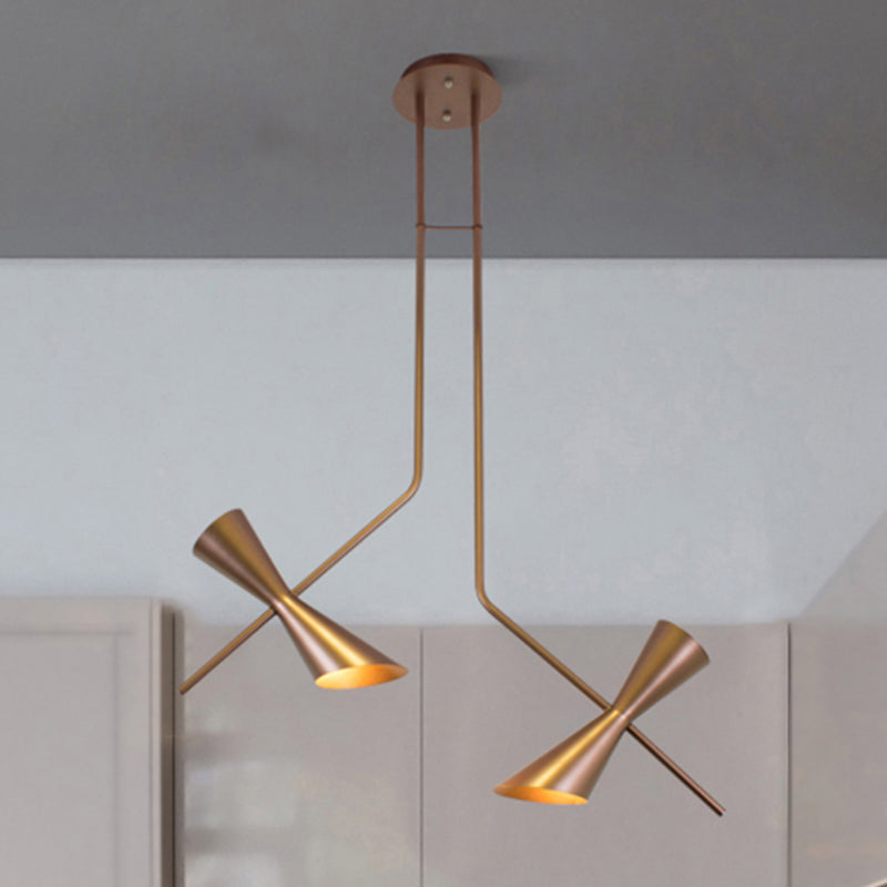 Metal Hourglass Shade Chandelier Light Kitchen Island Contemporary 4/6 Lights Pendant Light in Bronze Clearhalo 'Ceiling Lights' 'Chandeliers' 'Modern Chandeliers' 'Modern' Lighting' 252680