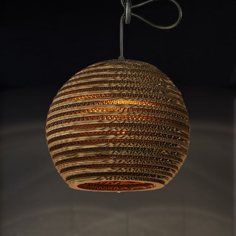 Contemporary Dome/Bowl Shade Suspension Light 1 Head Corrugated Paper Pendant Lamp in Brown Brown B Clearhalo 'Ceiling Lights' 'Modern Pendants' 'Modern' 'Pendant Lights' 'Pendants' Lighting' 252691