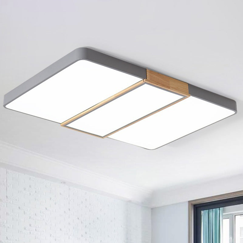 Slim Panel Rectangle Ceiling Mount Light Nordic Acrylic Green/Pink/White Ceiling Fixture for Living Room Grey Clearhalo 'Ceiling Lights' 'Close To Ceiling Lights' 'Close to ceiling' 'Flush mount' Lighting' 252731