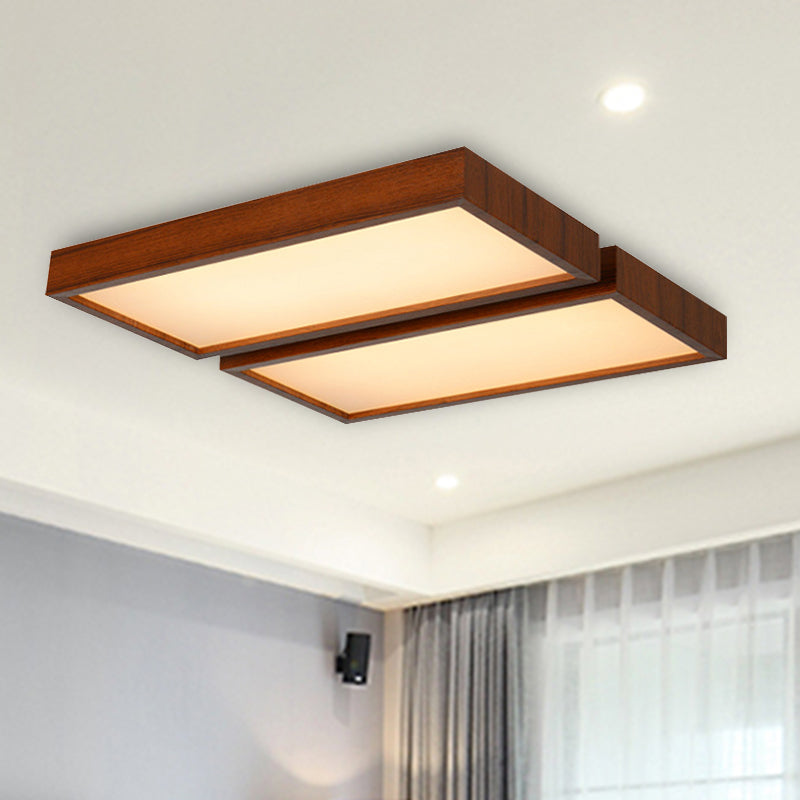 Nordic Style LED Flush Ceiling Light Rectangle Shade Wooden Edge Ceiling Fixture for Office Clearhalo 'Ceiling Lights' 'Close To Ceiling Lights' 'Close to ceiling' 'Flush mount' Lighting' 252749