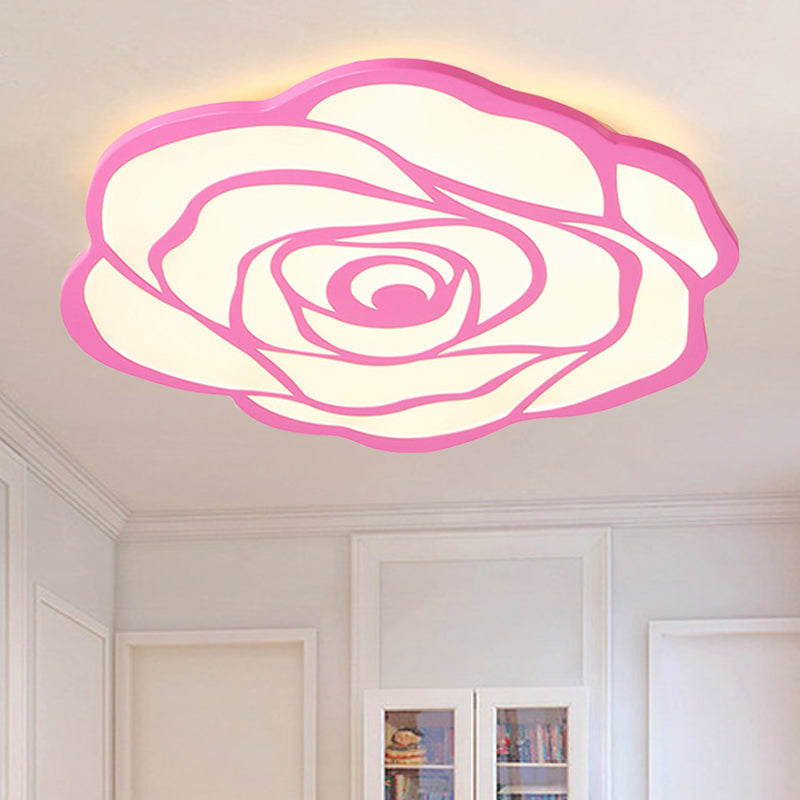 Blossom Shaped LED Ceiling Mount Light Pretty Acrylic Ceiling Lamp in Pink for Girls Bedroom Pink Clearhalo 'Ceiling Lights' 'Close To Ceiling Lights' 'Close to ceiling' 'Flush mount' Lighting' 252775