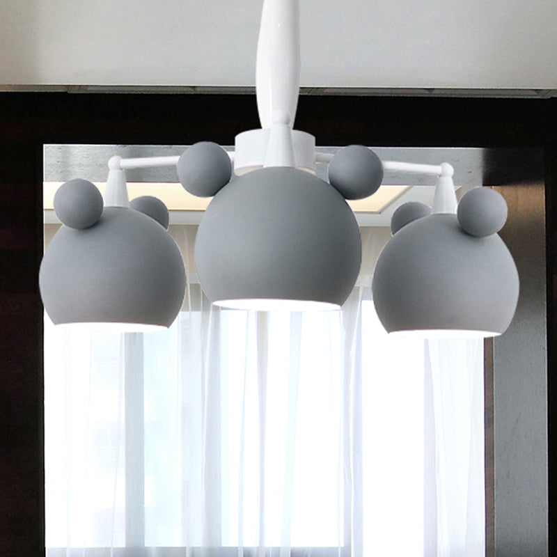 Macaron Stylish Suspension Light Bear Shade Metal Hanging Light for Living Room 3 Grey Clearhalo 'Ceiling Lights' 'Chandeliers' Lighting' options 252788_19e8b580-0a6d-4a28-85d9-8c075920119a
