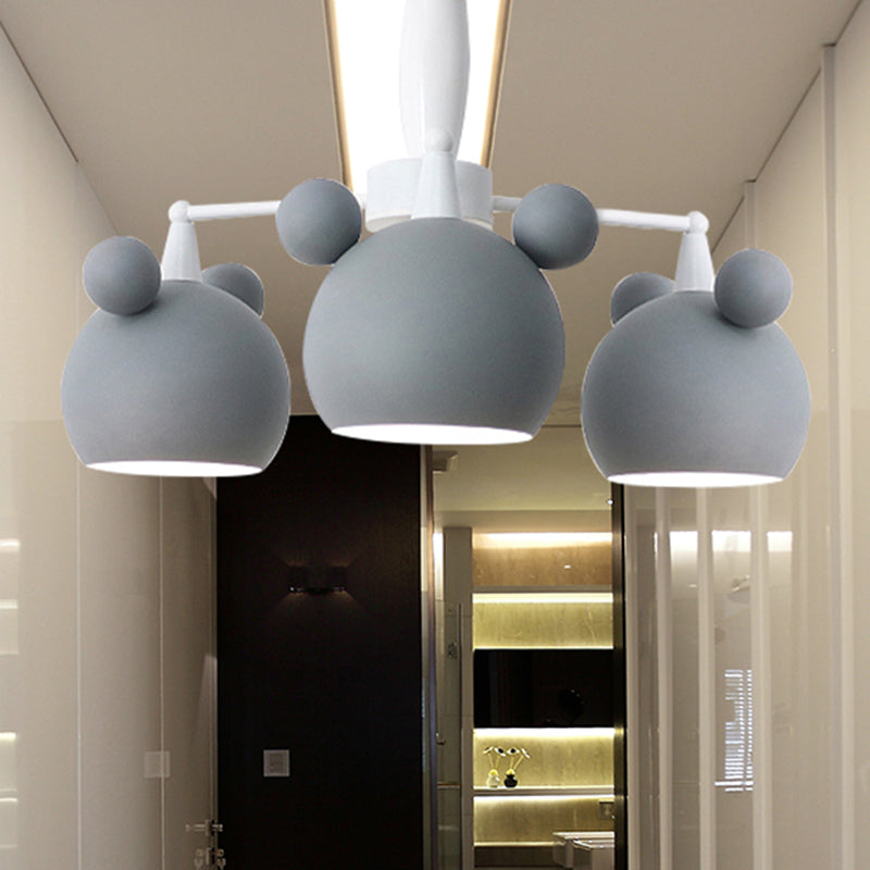 Macaron Stylish Suspension Light Bear Shade Metal Hanging Light for Living Room Clearhalo 'Ceiling Lights' 'Chandeliers' Lighting' options 252789