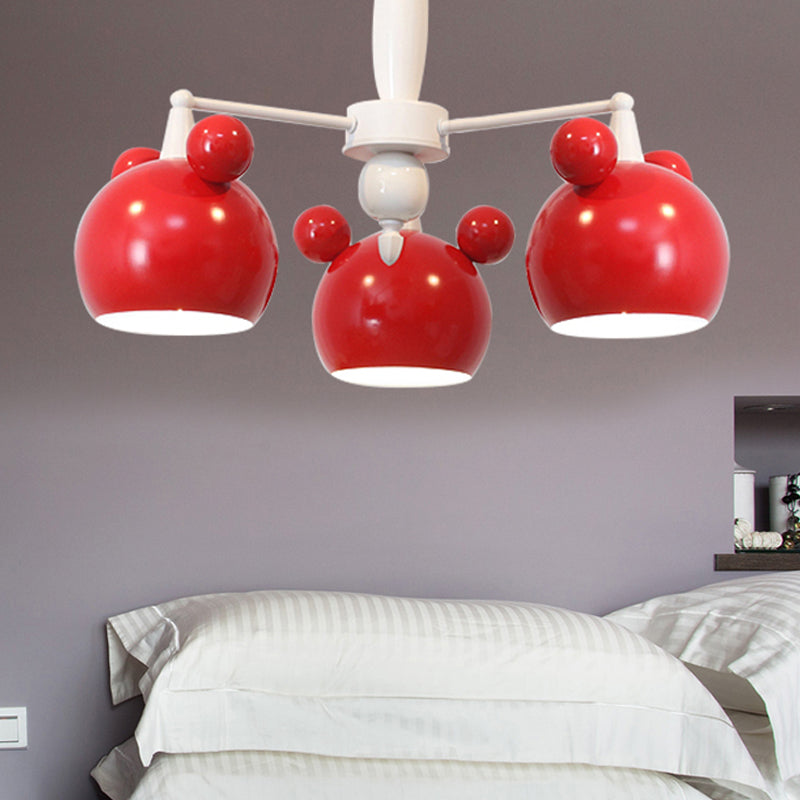 Macaron Stylish Suspension Light Bear Shade Metal Hanging Light for Living Room 3 Red Clearhalo 'Ceiling Lights' 'Chandeliers' Lighting' options 252792_609b1465-220c-4270-b14e-ebc9a6f0411c