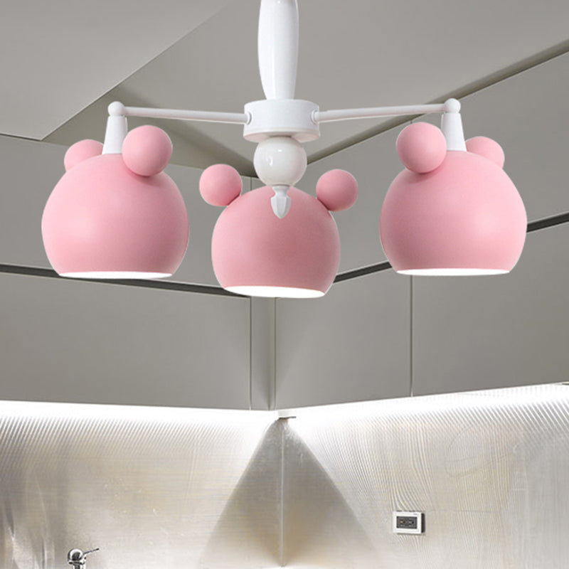 Macaron Stylish Suspension Light Bear Shade Metal Hanging Light for Living Room Clearhalo 'Ceiling Lights' 'Chandeliers' Lighting' options 252794
