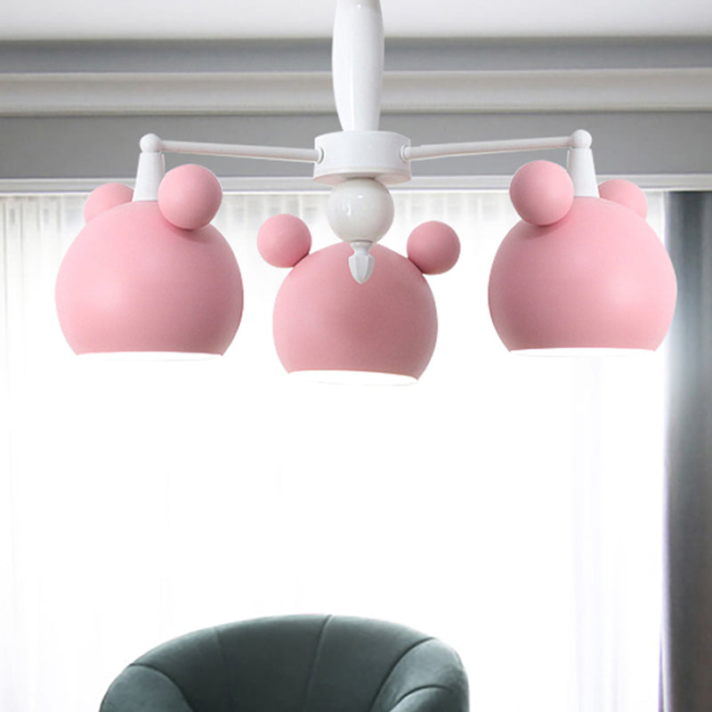 Macaron Stylish Suspension Light Bear Shade Metal Hanging Light for Living Room Clearhalo 'Ceiling Lights' 'Chandeliers' Lighting' options 252795