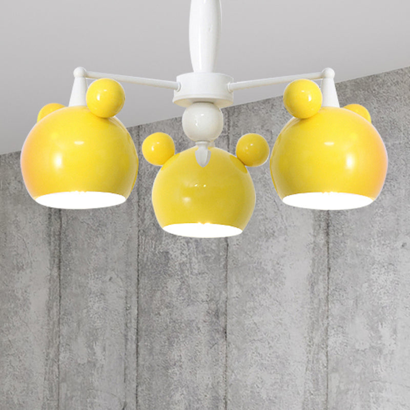 Macaron Stylish Suspension Light Bear Shade Metal Hanging Light for Living Room 3 Yellow Clearhalo 'Ceiling Lights' 'Chandeliers' Lighting' options 252796_ec59f114-e634-415c-a7a4-9903504e0b92
