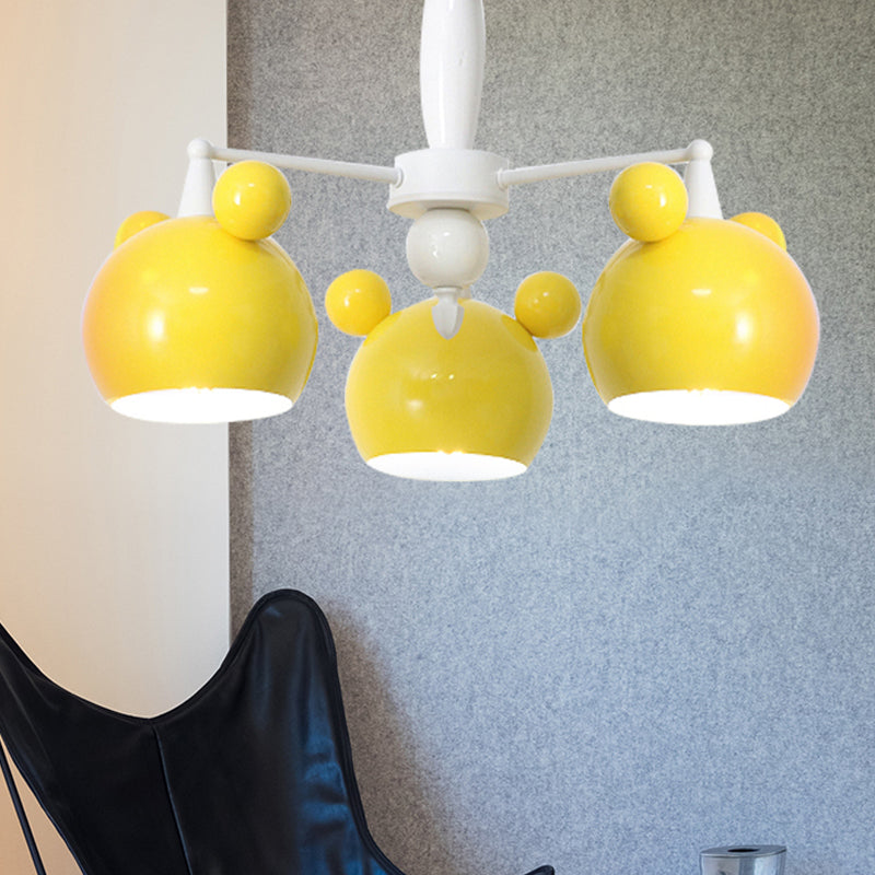Macaron Stylish Suspension Light Bear Shade Metal Hanging Light for Living Room Clearhalo 'Ceiling Lights' 'Chandeliers' Lighting' options 252797