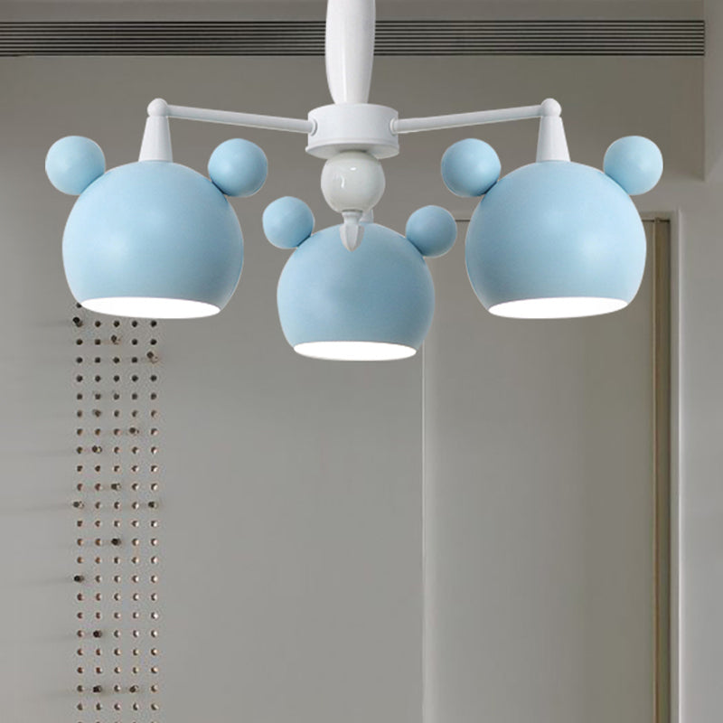 Macaron Stylish Suspension Light Bear Shade Metal Hanging Light for Living Room 3 Blue Clearhalo 'Ceiling Lights' 'Chandeliers' Lighting' options 252798_05ec2510-779c-48ef-9f07-e4f03365f42d