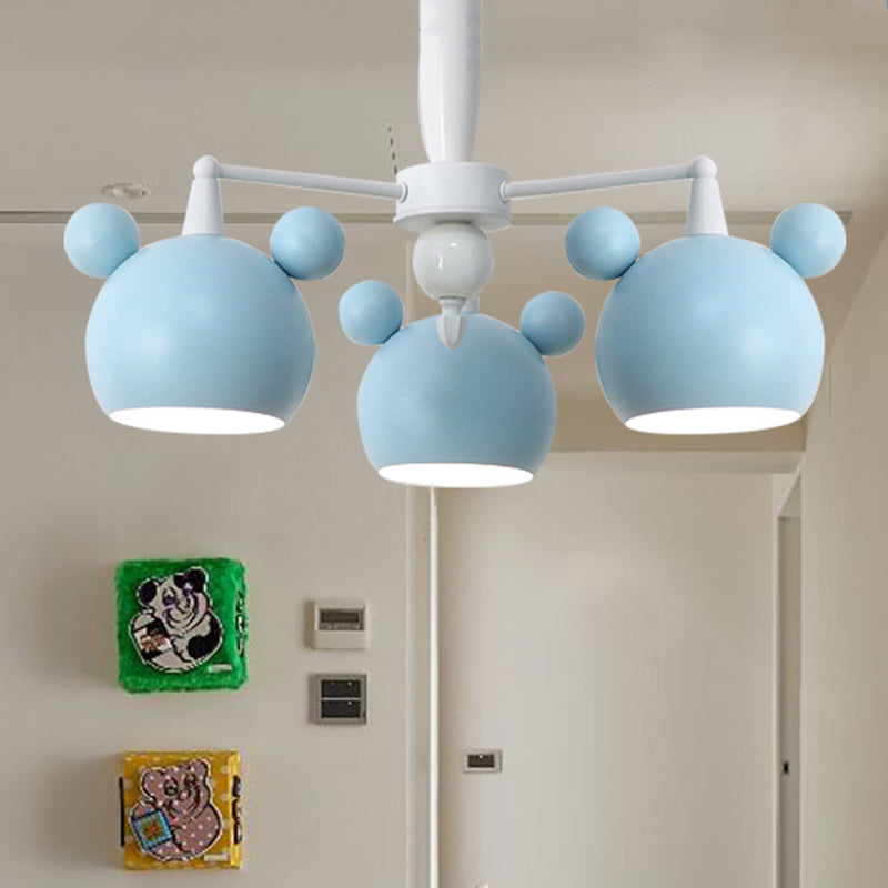 Macaron Stylish Suspension Light Bear Shade Metal Hanging Light for Living Room Clearhalo 'Ceiling Lights' 'Chandeliers' Lighting' options 252799