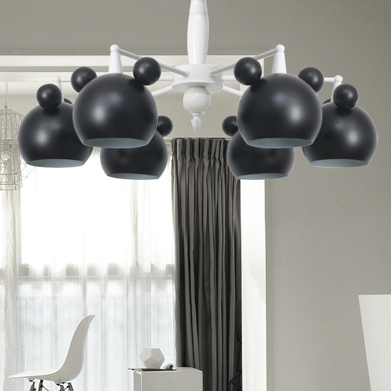 Macaron Stylish Suspension Light Bear Shade Metal Hanging Light for Living Room 6 Black Clearhalo 'Ceiling Lights' 'Chandeliers' Lighting' options 252802_1f7273d8-7967-4f63-8e2f-408a483f02bf