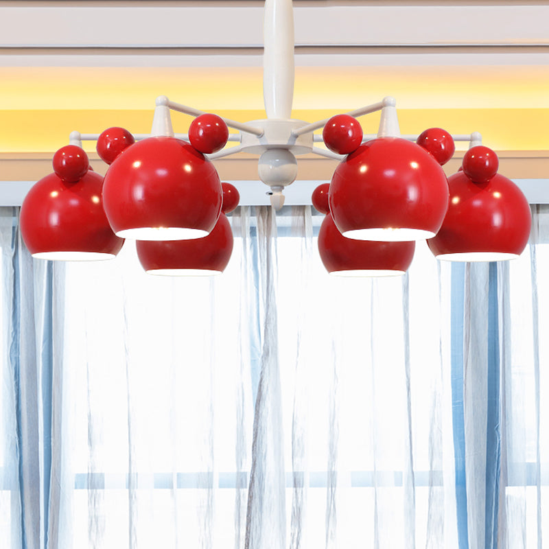 Macaron Stylish Suspension Light Bear Shade Metal Hanging Light for Living Room 6 Red Clearhalo 'Ceiling Lights' 'Chandeliers' Lighting' options 252807_0eb82fd9-7e6f-4b71-81bf-9205cd12dd3e