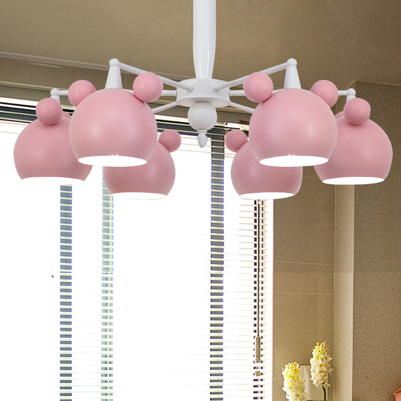 Macaron Stylish Suspension Light Bear Shade Metal Hanging Light for Living Room Clearhalo 'Ceiling Lights' 'Chandeliers' Lighting' options 252809
