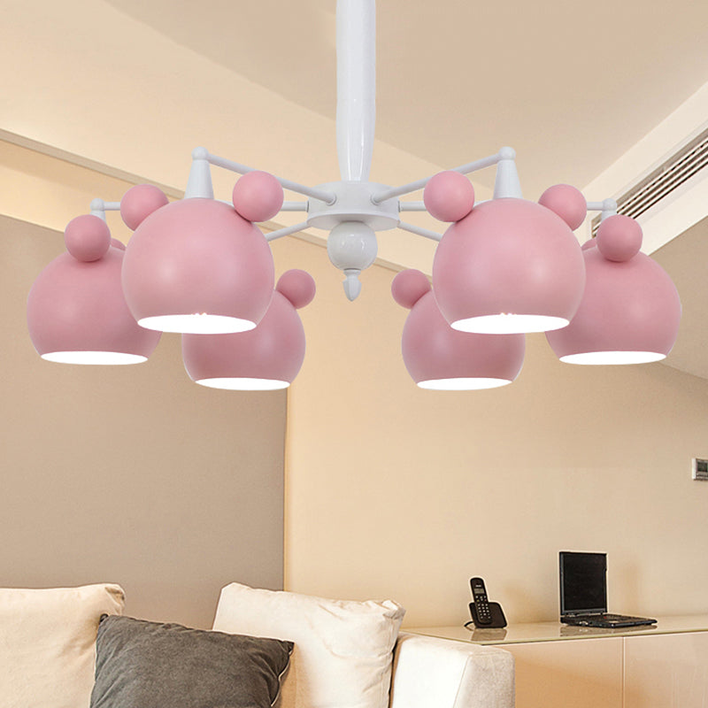 Macaron Stylish Suspension Light Bear Shade Metal Hanging Light for Living Room Clearhalo 'Ceiling Lights' 'Chandeliers' Lighting' options 252810