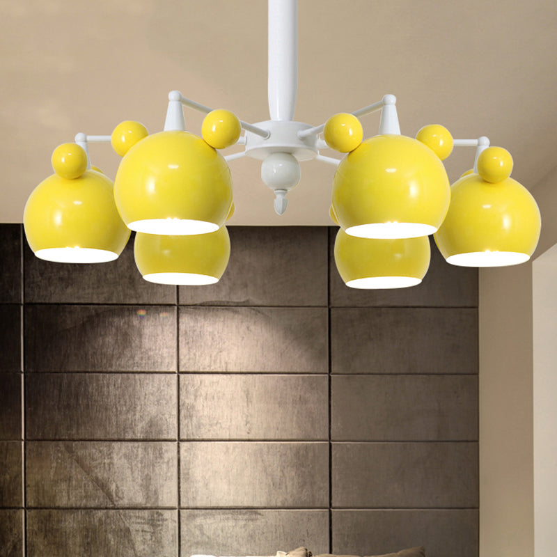 Macaron Stylish Suspension Light Bear Shade Metal Hanging Light for Living Room 6 Yellow Clearhalo 'Ceiling Lights' 'Chandeliers' Lighting' options 252811_c02f20fb-1853-42f6-a900-496f1718d19e
