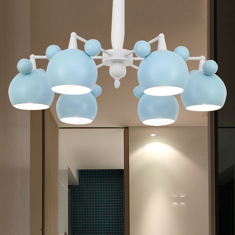 Macaron Stylish Suspension Light Bear Shade Metal Hanging Light for Living Room Clearhalo 'Ceiling Lights' 'Chandeliers' Lighting' options 252814