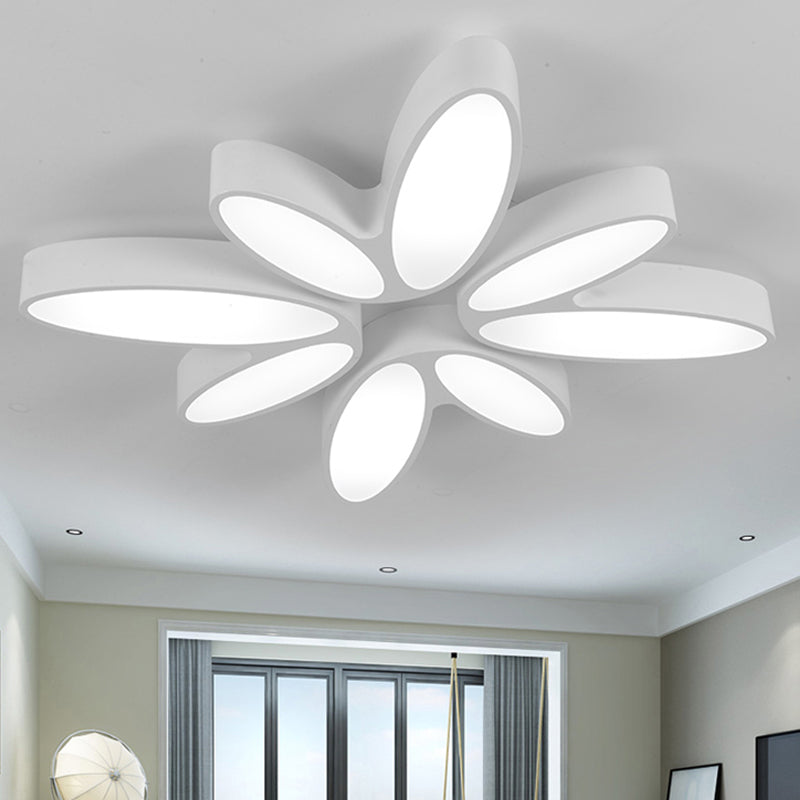 Blossom Child Bedroom Ceiling Mount Light Acrylic 8-Petal Creative Ceiling Lamp in White White White Clearhalo 'Ceiling Lights' 'Close To Ceiling Lights' 'Close to ceiling' 'Flush mount' Lighting' 252817