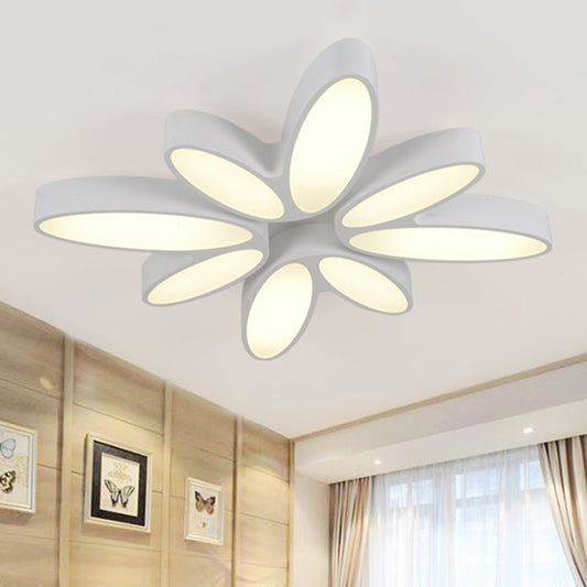 Blossom Child Bedroom Ceiling Mount Light Acrylic 8-Petal Creative Ceiling Lamp in White White Warm Clearhalo 'Ceiling Lights' 'Close To Ceiling Lights' 'Close to ceiling' 'Flush mount' Lighting' 252818