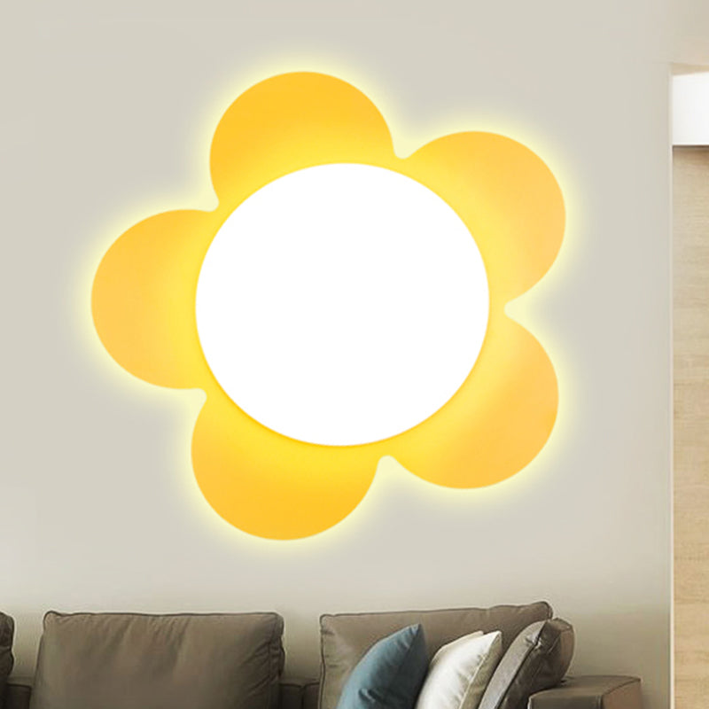 Bright Colored Floral Wall Light Modern Stylish Acrylic LED Sconce Lamp for Kindergarten Yellow Clearhalo 'Wall Lamps & Sconces' 'Wall Lights' Lighting' 252848