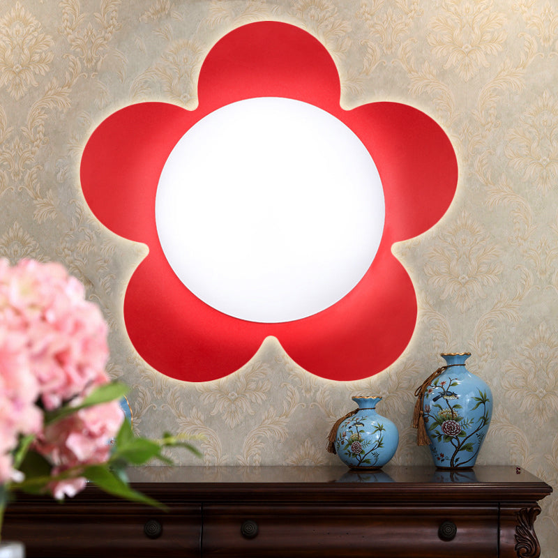 Bright Colored Floral Wall Light Modern Stylish Acrylic LED Sconce Lamp for Kindergarten Red Clearhalo 'Wall Lamps & Sconces' 'Wall Lights' Lighting' 252850