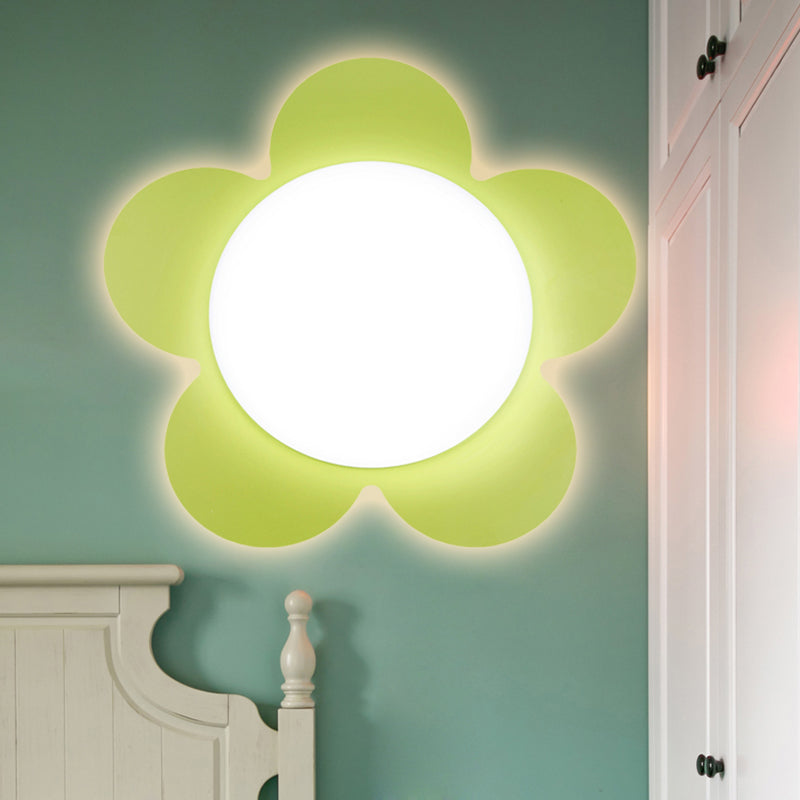 Bright Colored Floral Wall Light Modern Stylish Acrylic LED Sconce Lamp for Kindergarten Green Clearhalo 'Wall Lamps & Sconces' 'Wall Lights' Lighting' 252852