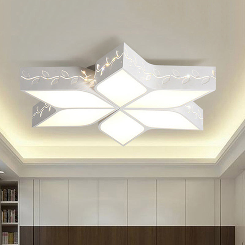 Metal Six-Angle Star Flush Ceiling Light Nursing Room Modern LED Ceiling Lamp in White Finish Clearhalo 'Ceiling Lights' 'Close To Ceiling Lights' 'Close to ceiling' 'Flush mount' Lighting' 252868