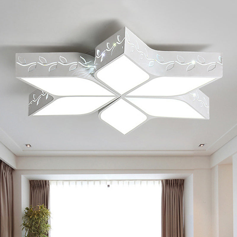 Metal Six-Angle Star Flush Ceiling Light Nursing Room Modern LED Ceiling Lamp in White Finish White White Clearhalo 'Ceiling Lights' 'Close To Ceiling Lights' 'Close to ceiling' 'Flush mount' Lighting' 252869