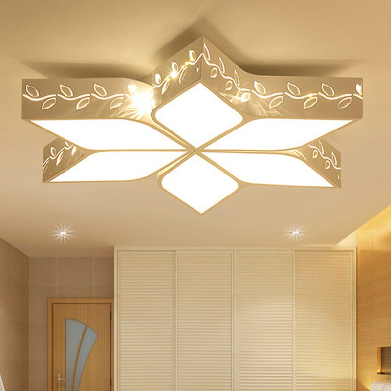 Metal Six-Angle Star Flush Ceiling Light Nursing Room Modern LED Ceiling Lamp in White Finish White Clearhalo 'Ceiling Lights' 'Close To Ceiling Lights' 'Close to ceiling' 'Flush mount' Lighting' 252870