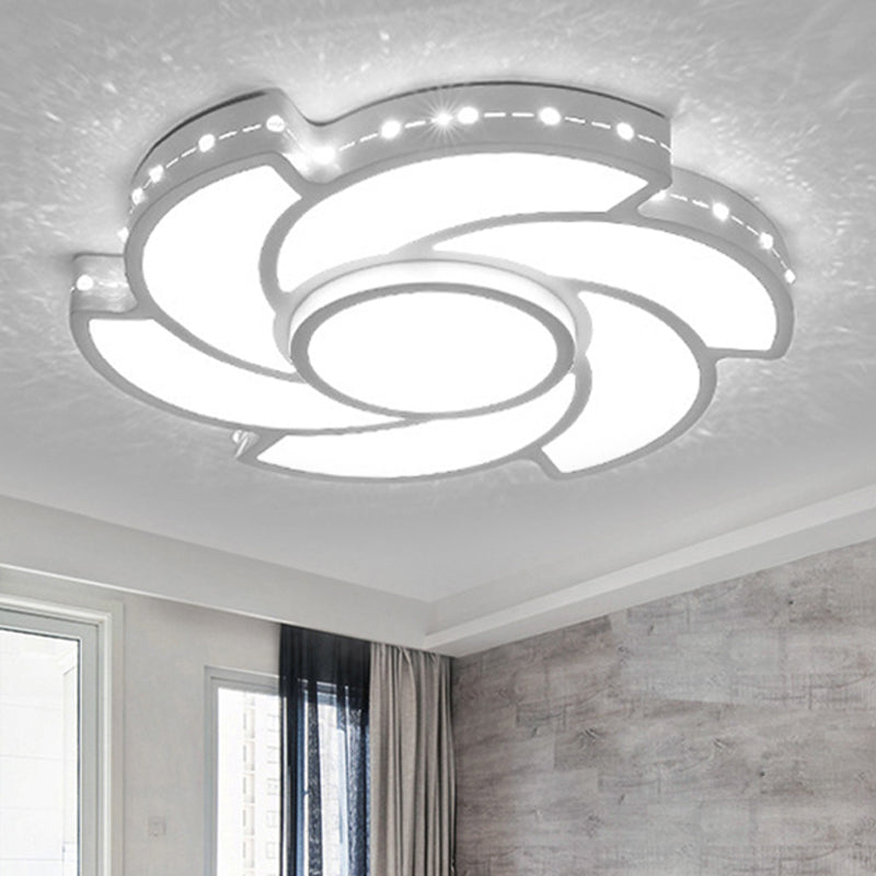 Metal Tornado Shaped Flush Ceiling Light Dining Room Modern LED Ceiling Lamp in White White White Clearhalo 'Ceiling Lights' 'Close To Ceiling Lights' 'Close to ceiling' 'Flush mount' Lighting' 252873