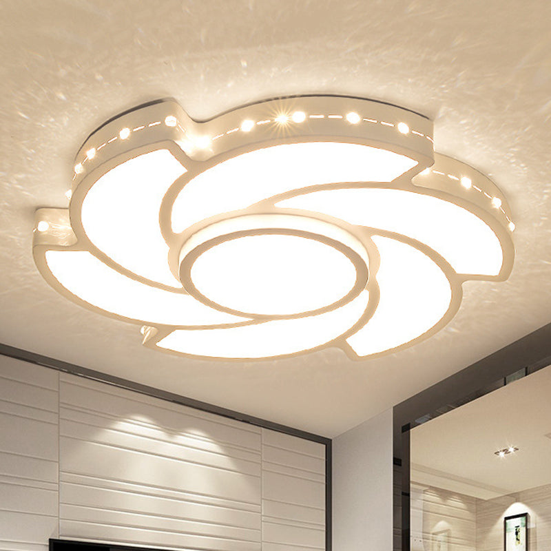 Metal Tornado Shaped Flush Ceiling Light Dining Room Modern LED Ceiling Lamp in White White Third Gear Clearhalo 'Ceiling Lights' 'Close To Ceiling Lights' 'Close to ceiling' 'Flush mount' Lighting' 252874