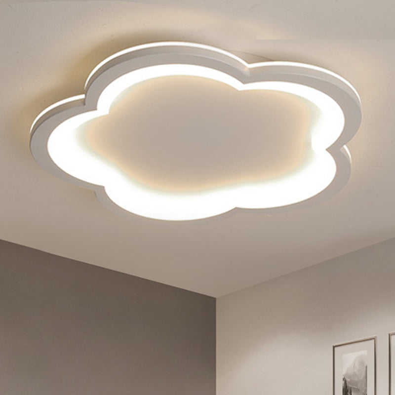 Acrylic Flower LED Flush Mount Light Simple Style Ceiling Lamp in White for Kid Bedroom Clearhalo 'Ceiling Lights' 'Close To Ceiling Lights' 'Close to ceiling' 'Flush mount' Lighting' 252876