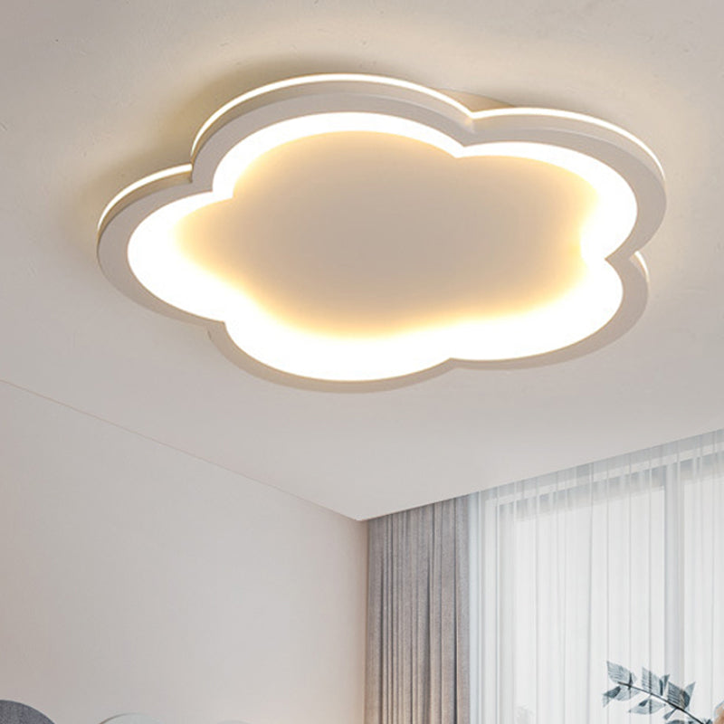 Acrylic Flower LED Flush Mount Light Simple Style Ceiling Lamp in White for Kid Bedroom Clearhalo 'Ceiling Lights' 'Close To Ceiling Lights' 'Close to ceiling' 'Flush mount' Lighting' 252877