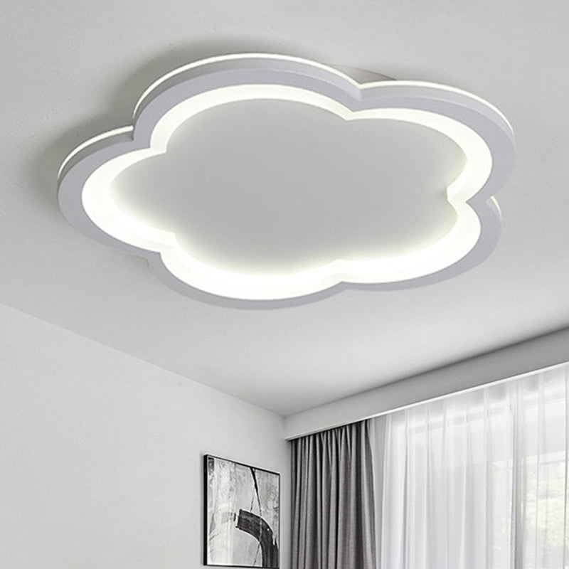 Acrylic Flower LED Flush Mount Light Simple Style Ceiling Lamp in White for Kid Bedroom White White Clearhalo 'Ceiling Lights' 'Close To Ceiling Lights' 'Close to ceiling' 'Flush mount' Lighting' 252878