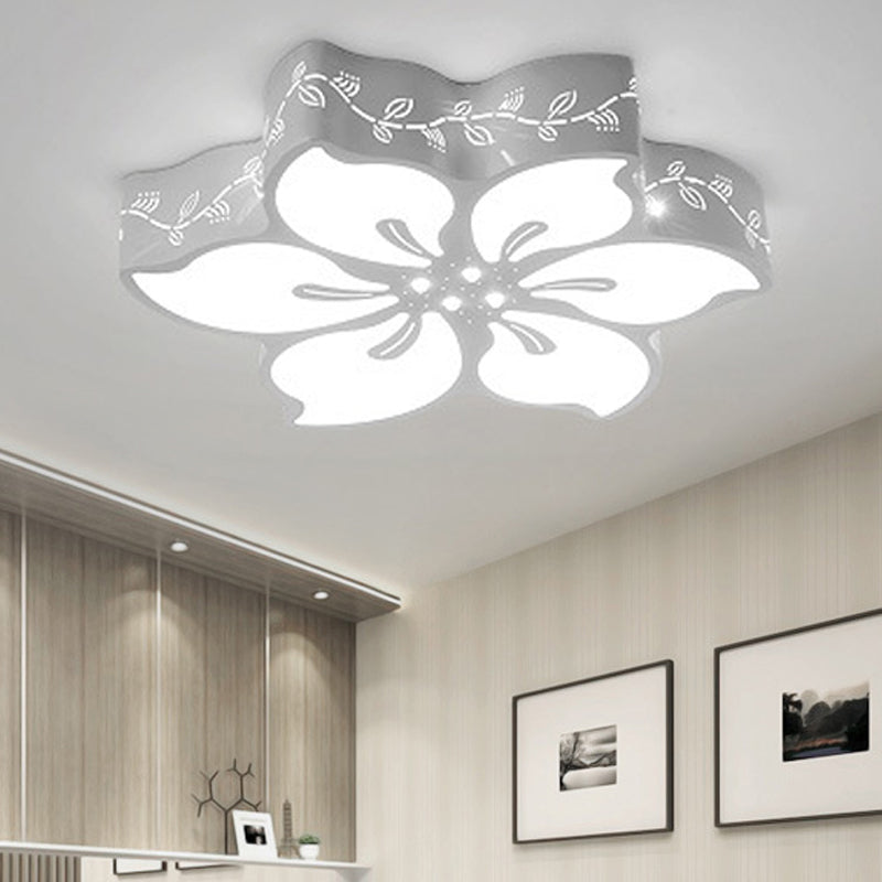 Modern Flower LED Ceiling Light with Butterfly Metal Flush Mount Light in White for Girls Bedroom White B White Clearhalo 'Ceiling Lights' 'Close To Ceiling Lights' 'Close to ceiling' 'Flush mount' Lighting' 252882