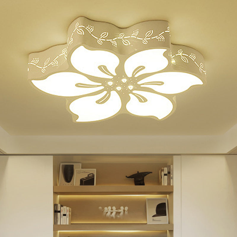 Modern Flower LED Ceiling Light with Butterfly Metal Flush Mount Light in White for Girls Bedroom White B Third Gear Clearhalo 'Ceiling Lights' 'Close To Ceiling Lights' 'Close to ceiling' 'Flush mount' Lighting' 252883