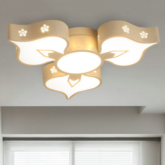 White Blossom LED Flush Mount Light Kids Pretty Metal Ceiling Lamp for Living Room 3 White Clearhalo 'Ceiling Lights' 'Close To Ceiling Lights' 'Close to ceiling' 'Flush mount' Lighting' 252886