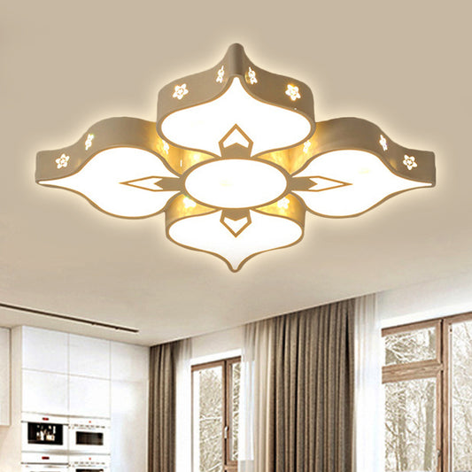 White Blossom LED Flush Mount Light Kids Pretty Metal Ceiling Lamp for Living Room 4 White Clearhalo 'Ceiling Lights' 'Close To Ceiling Lights' 'Close to ceiling' 'Flush mount' Lighting' 252887