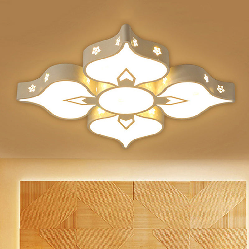 White Blossom LED Flush Mount Light Kids Pretty Metal Ceiling Lamp for Living Room Clearhalo 'Ceiling Lights' 'Close To Ceiling Lights' 'Close to ceiling' 'Flush mount' Lighting' 252888