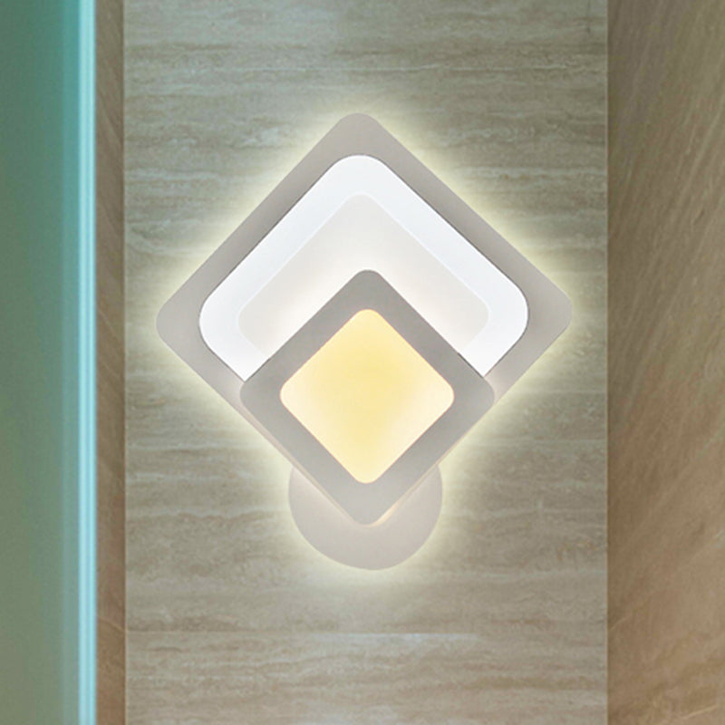 Modern White LED Wall Light Slim Panel Acrylic Sconce Light for Bedroom Living Room White Square Clearhalo 'Wall Lamps & Sconces' 'Wall Lights' Lighting' 252934