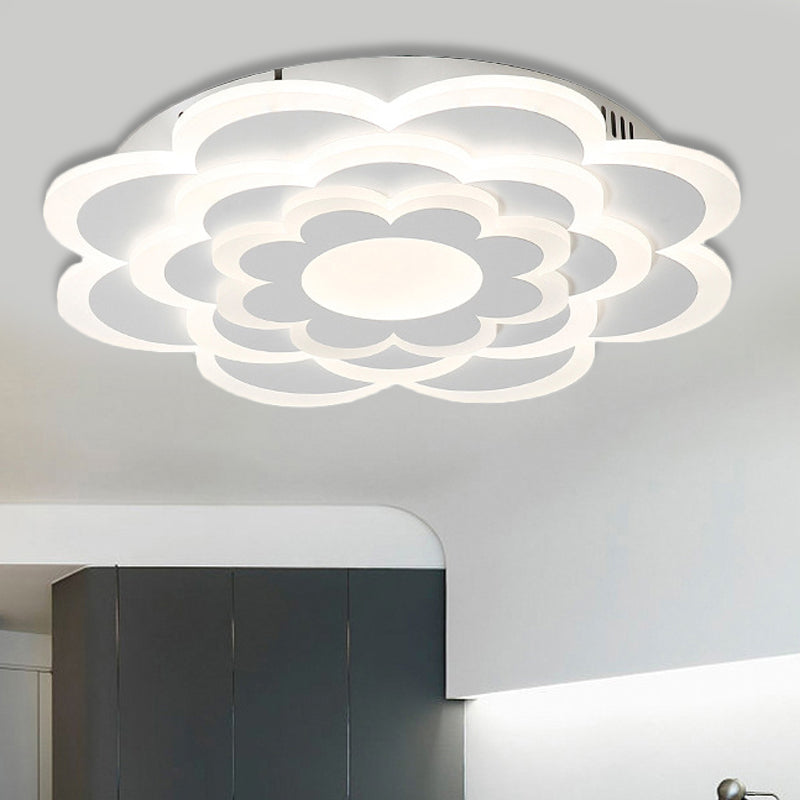 Flower Living Room Flush Mount Light Acrylic Creative Pretty LED Ceiling Lamp in White White White Clearhalo 'Ceiling Lights' 'Close To Ceiling Lights' 'Close to ceiling' 'Flush mount' Lighting' 252973