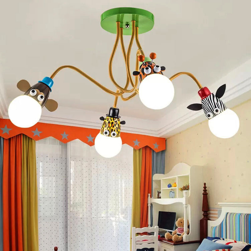 Animal Shaped Ceiling Fixture Cartoon Style Metal Multi-Color Pendant Light for Kindergarten Clearhalo 'Ceiling Lights' 'Close To Ceiling Lights' 'Close to ceiling' 'Semi-flushmount' Lighting' 252978