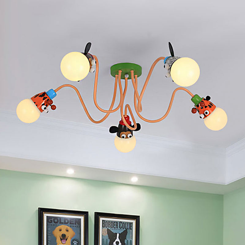 Animal Shaped Ceiling Fixture Cartoon Style Metal Multi-Color Pendant Light for Kindergarten Clearhalo 'Ceiling Lights' 'Close To Ceiling Lights' 'Close to ceiling' 'Semi-flushmount' Lighting' 252980