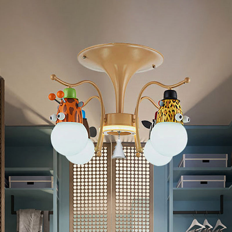 Metal Animal Ceiling Light 4 Lights Cartoon Multi- Color Semi Flushmount Light for Kindergarten Clearhalo 'Ceiling Lights' 'Close To Ceiling Lights' 'Close to ceiling' 'Semi-flushmount' Lighting' 252990