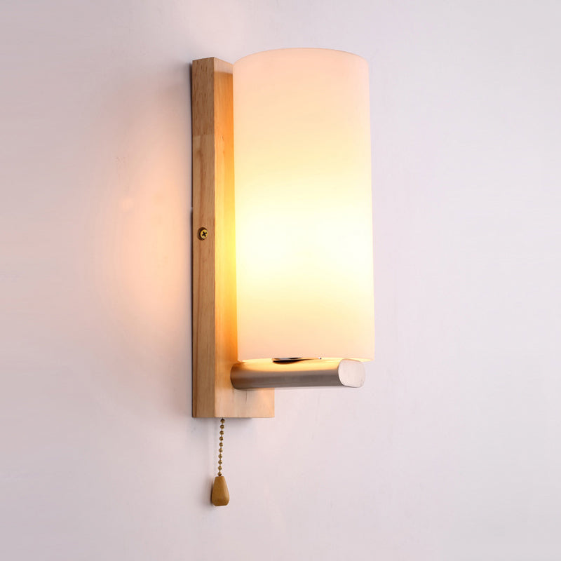 Simple Tube Shape Sconce Lighting Opal Glass 1 Bulb White Finish Wall Lamp for Bedroom Cafe Clearhalo 'Modern wall lights' 'Modern' 'Wall Lamps & Sconces' 'Wall Lights' Lighting' 252994