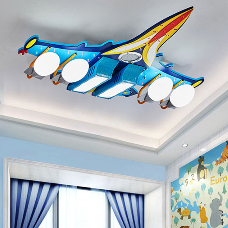 Boys Bedroom Fighter Airplane Ceiling Mount Light Glass Cool Blue Flush Light Blue Clearhalo 'Ceiling Lights' 'Close To Ceiling Lights' 'Close to ceiling' 'Flush mount' Lighting' 253004