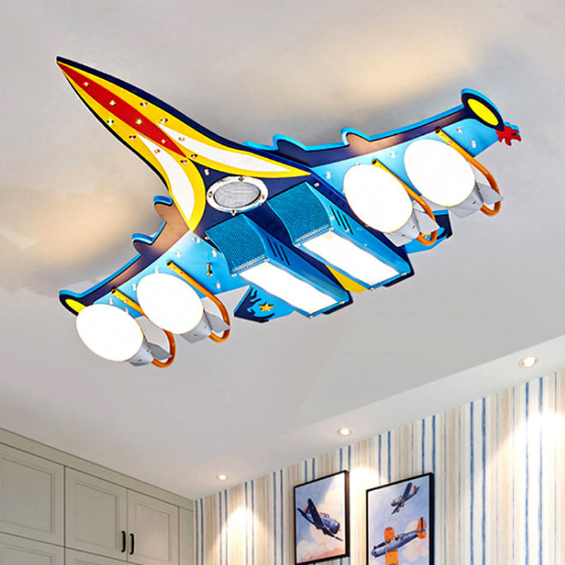 Boys Bedroom Fighter Airplane Ceiling Mount Light Glass Cool Blue Flush Light Clearhalo 'Ceiling Lights' 'Close To Ceiling Lights' 'Close to ceiling' 'Flush mount' Lighting' 253005