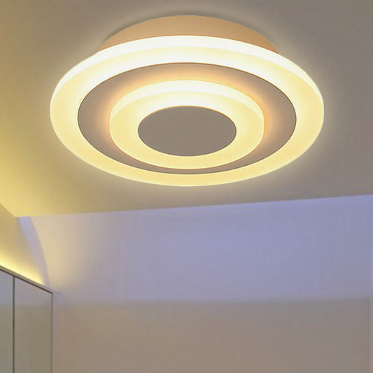 Modern Concentric Ceiling Lamp Acrylic Flush Ceiling Light for Living Room Hallway White Clearhalo 'Ceiling Lights' 'Close To Ceiling Lights' 'Close to ceiling' 'Flush mount' Lighting' 253043