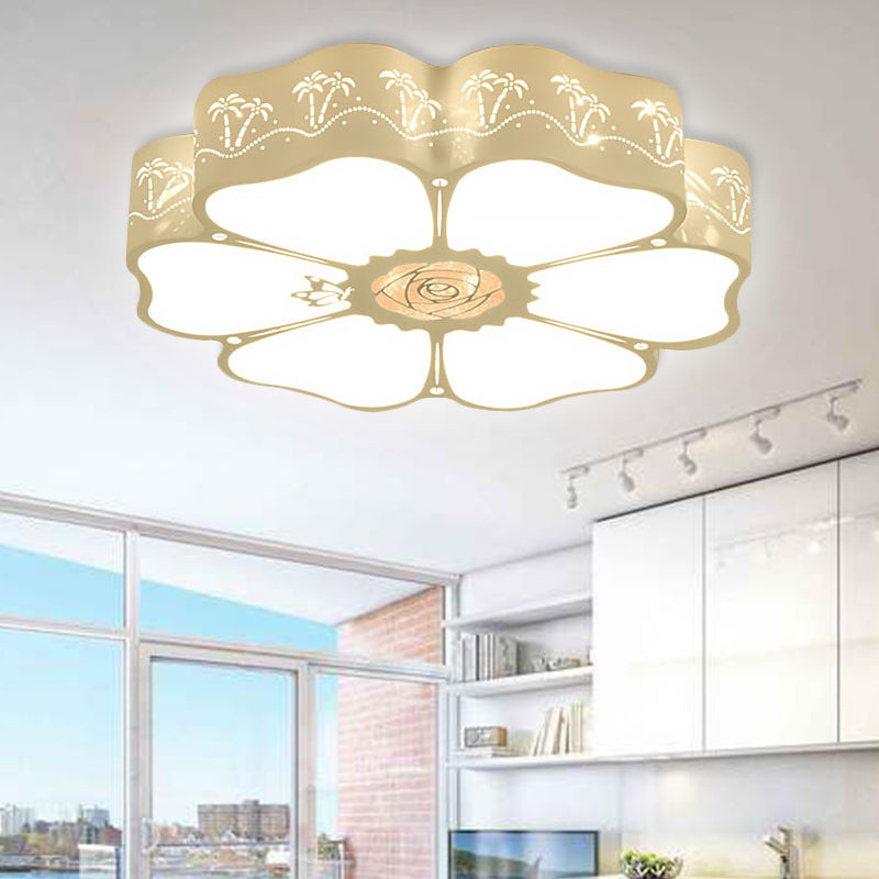 Kids White Flushmount Light Etched Petal Metal Ceiling Light for Child Bedroom Bathroom Clearhalo 'Ceiling Lights' 'Close To Ceiling Lights' 'Close to ceiling' 'Flush mount' Lighting' 253088