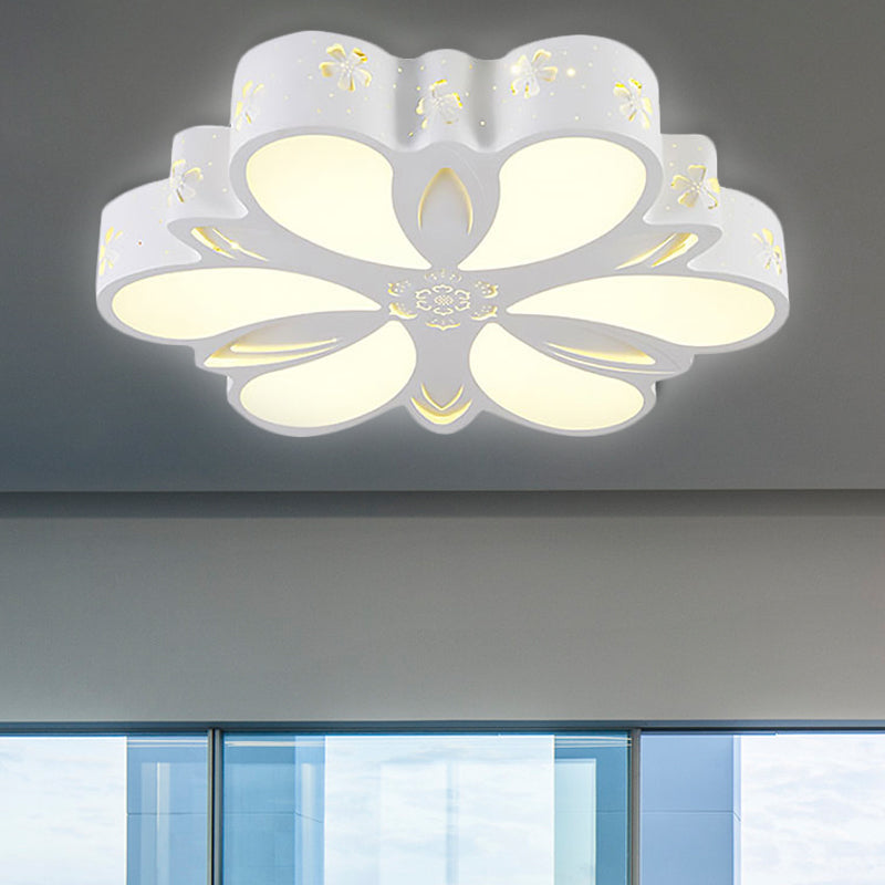 Kids White Flushmount Light Etched Petal Metal Ceiling Light for Child Bedroom Bathroom White C Clearhalo 'Ceiling Lights' 'Close To Ceiling Lights' 'Close to ceiling' 'Flush mount' Lighting' 253089