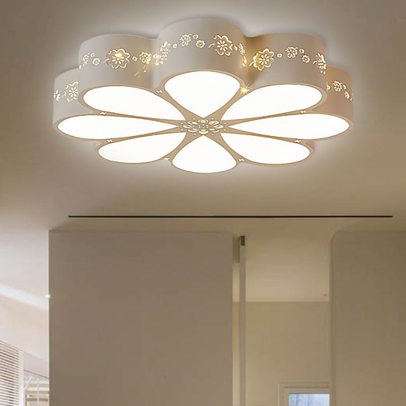 Kids White Flushmount Light Etched Petal Metal Ceiling Light for Child Bedroom Bathroom Clearhalo 'Ceiling Lights' 'Close To Ceiling Lights' 'Close to ceiling' 'Flush mount' Lighting' 253092